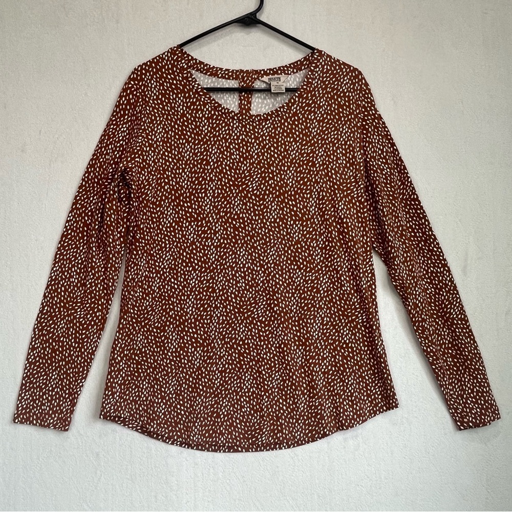 Duluth Women's Willow Knit Pima Modal Cotton Rust Top Shirt Sz M Enamel buttons